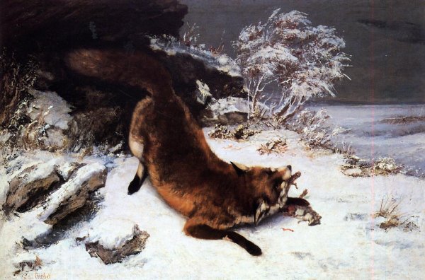 Main Product Photo of Fox in the Snow Painting by Gustave Courbet