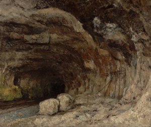 Grotto of Sarrazine near Nans-sous-Sainte-Anne by Gustave Courbet Oil Painting