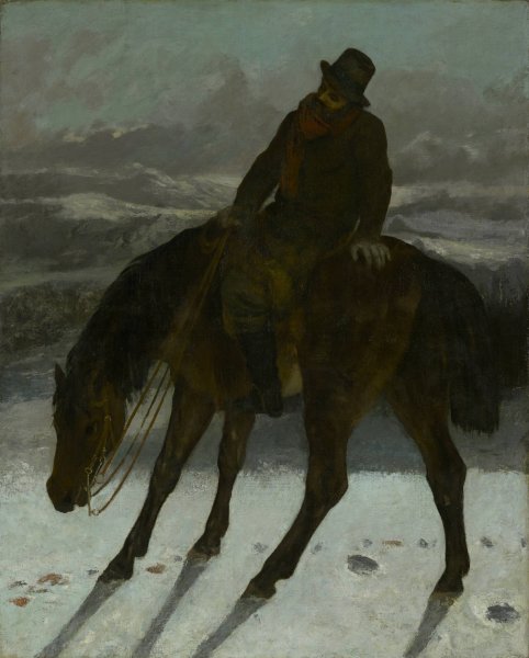 Hunter on Horseback  by Gustave Courbet - Hand-Painted Oil Painting Reproduction