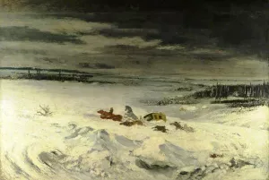 La Diligence in the Snow by Gustave Courbet - Oil Painting Reproduction