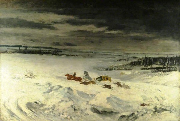 Main Product Photo of La Diligence in the Snow Painting by Gustave Courbet