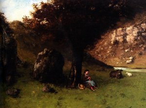 La Petite Bergere Oil painting by Gustave Courbet