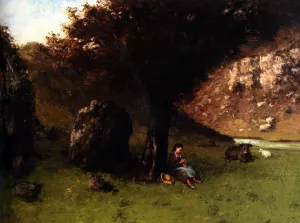 La Petite Bergere painting by Gustave Courbet