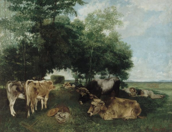 La Sieste Pendant La Saison Des Foins  by Gustave Courbet - Hand-Painted Oil Painting Reproduction
