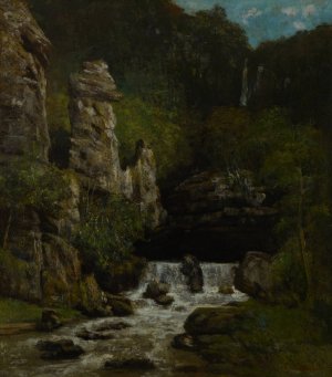 Landscape with a Waterfall Oil painting by Gustave Courbet