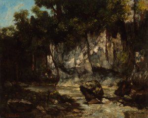 Landscape with stag by Gustave Courbet Oil Painting