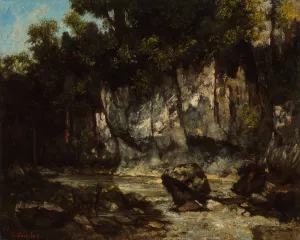Landscape with stag by Gustave Courbet Oil Painting