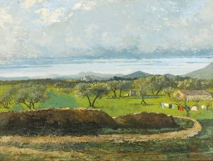 Landscape With Wall And Orchard by Gustave Courbet Oil Painting
