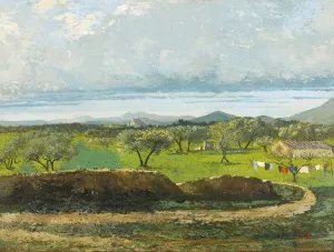 Landscape With Wall And Orchard by Gustave Courbet Oil Painting