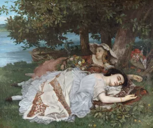 Les demoiselles des bords de la Seine by Gustave Courbet Oil Painting
