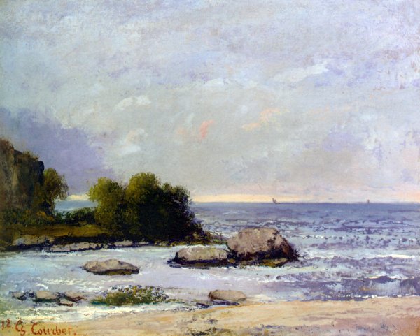 Marine de Saint Aubin by Gustave Courbet - Hand-Painted Oil Painting Reproduction
