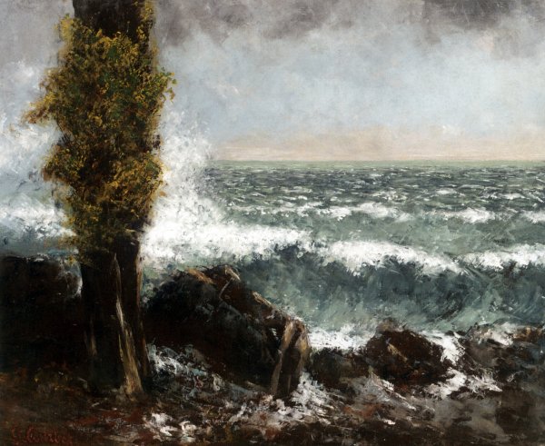 Marine, le Peuplier by Gustave Courbet - Hand-Painted Oil Painting Reproduction