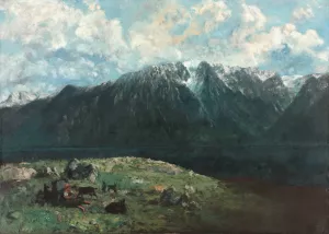 Panoramic View of the Alps, Les Dents du Midi by Gustave Courbet Oil Painting