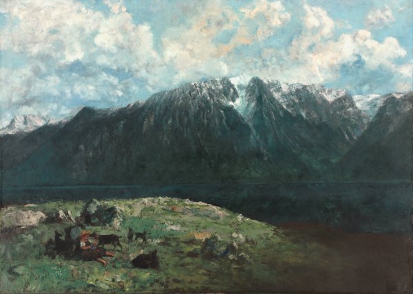 Panoramic View of the Alps, Les Dents du Midi  by Gustave Courbet - Hand-Painted Oil Painting Reproduction