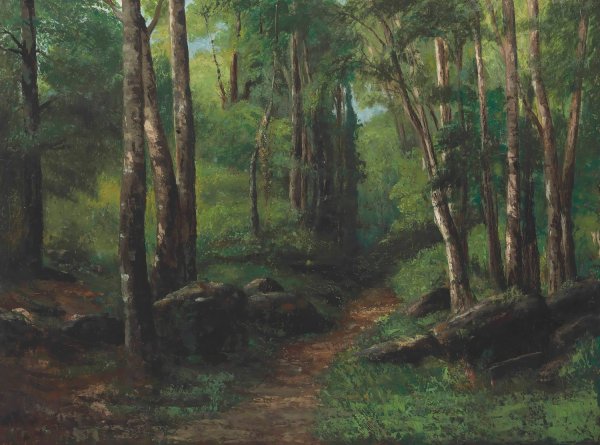 Path Through The Forest  by Gustave Courbet - Hand-Painted Oil Painting Reproduction