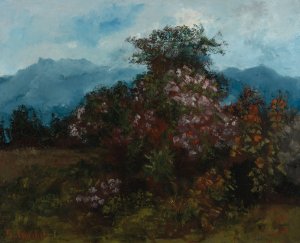 Paysage Avec Massif Fleuri by Gustave Courbet Oil Painting