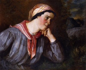 Peasant Wearing Madras Oil painting by Gustave Courbet