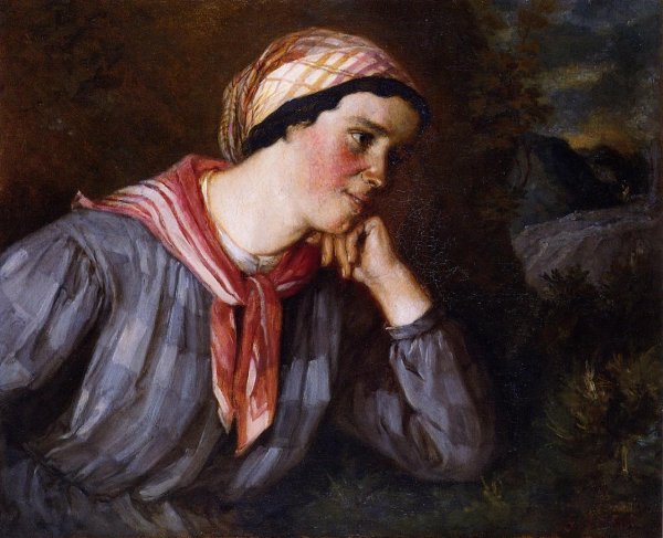Peasant Wearing Madras by Gustave Courbet - Hand-Painted Oil Painting Reproduction