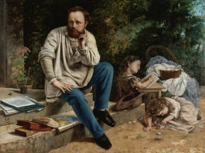 Pierre-Joseph Proudhon et ses enfants en 1853 by Gustave Courbet Oil Painting