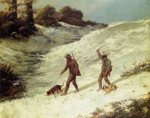 Poachers in the Snow by Gustave Courbet Oil Painting