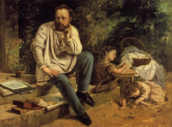 Portrait of P.-J. Proudhon in 1853 by Gustave Courbet - Hand-Painted Oil Painting Reproduction