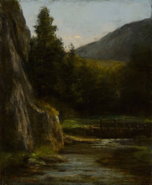 Rochers, sapins, ruisseau by Gustave Courbet Oil Painting