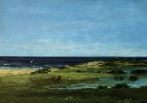 Seacoast also known as Souvenir of Les Cabanes by Gustave Courbet Oil Painting