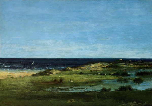 Seacoast also known as Souvenir of Les Cabanes by Gustave Courbet - Hand-Painted Oil Painting Reproduction