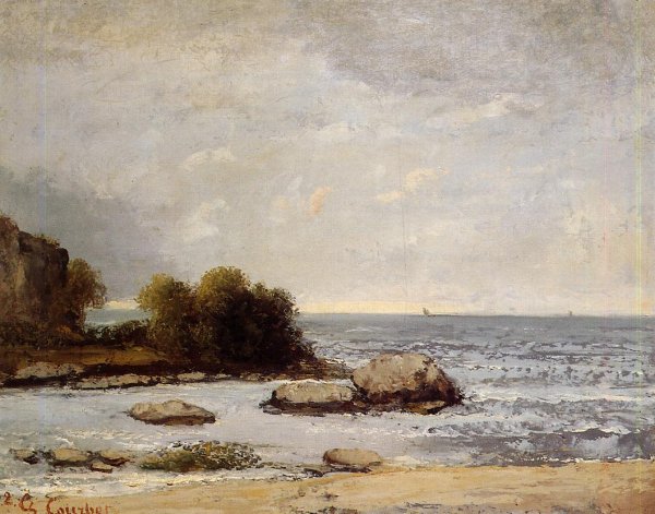 Seascape at Saint-Aubin by Gustave Courbet - Hand-Painted Oil Painting Reproduction