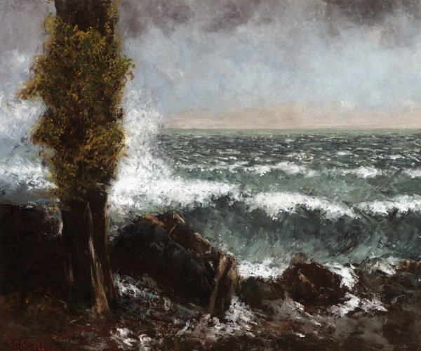 Seascape, the Poplar by Gustave Courbet - Hand-Painted Oil Painting Reproduction