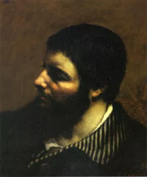 Self Portrait with Striped Collar by Gustave Courbet Oil Painting