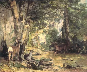 Shelter of the Roe Deer at the Stream of Plaisir-Fontaine, Doubs by Gustave Courbet - Oil Painting Reproduction