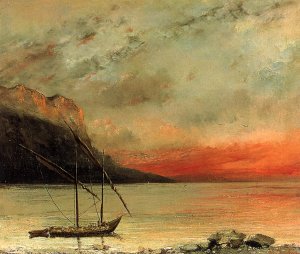 Sunset on Lake Leman Oil painting by Gustave Courbet