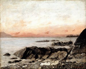 Sunset, Vevey, Switzerland by Gustave Courbet Oil Painting