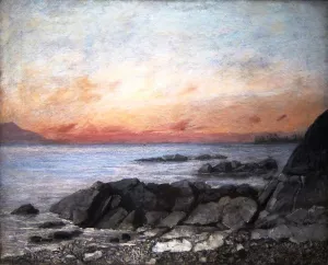 Sunset, Vevey, Switzerland by Gustave Courbet Oil Painting