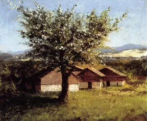 Swiss Landscape with Flowering Apple Tree by Gustave Courbet - Oil Painting Reproduction