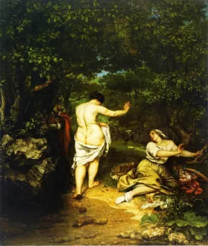 The Bathers painting by Gustave Courbet