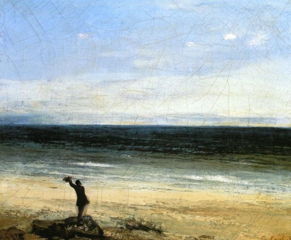 The Beach at Palavas also known as Le bord de Mer a  Palavas by Gustave Courbet - Hand-Painted Oil Painting Reproduction