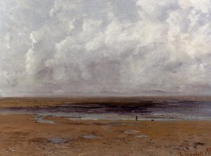The Beach at Trouville at Low Tide by Gustave Courbet Oil Painting