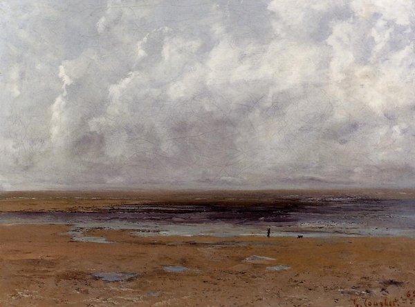 The Beach at Trouville at Low Tide by Gustave Courbet - Hand-Painted Oil Painting Reproduction