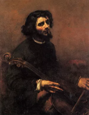 The Cellist, Self Portrait by Gustave Courbet Oil Painting