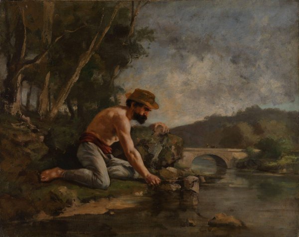 The fisherman  by Gustave Courbet - Hand-Painted Oil Painting Reproduction