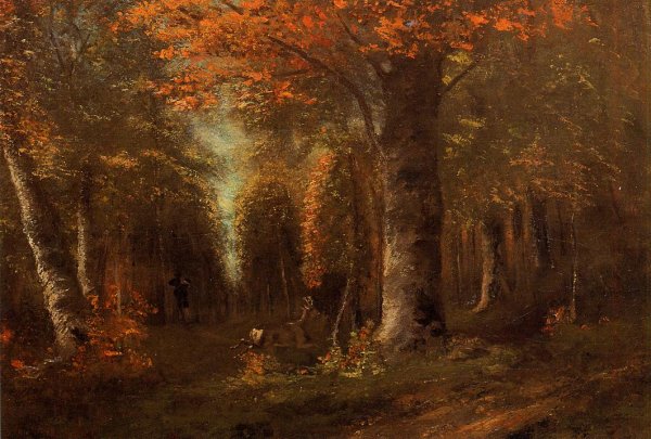 The Forest in Autumn by Gustave Courbet - Hand-Painted Oil Painting Reproduction