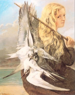 The Girl with the Seagulls, Trouville by Gustave Courbet Oil Painting
