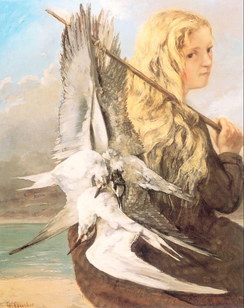 Main Product Photo of The Girl with the Seagulls, Trouville Painting by Gustave Courbet