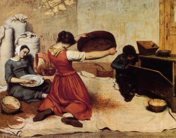 The Grain Sifters by Gustave Courbet - Hand-Painted Oil Painting Reproduction