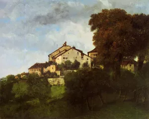 The Houses of the Chateau d'Ornans painting by Gustave Courbet