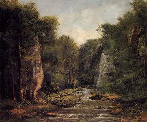 The River Plaisir-Fontaine by Gustave Courbet - Oil Painting Reproduction