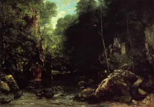 The Shaded Stream also known as The Stream of the Puits Noire by Gustave Courbet Oil Painting