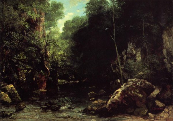 The Shaded Stream also known as The Stream of the Puits Noire by Gustave Courbet - Hand-Painted Oil Painting Reproduction